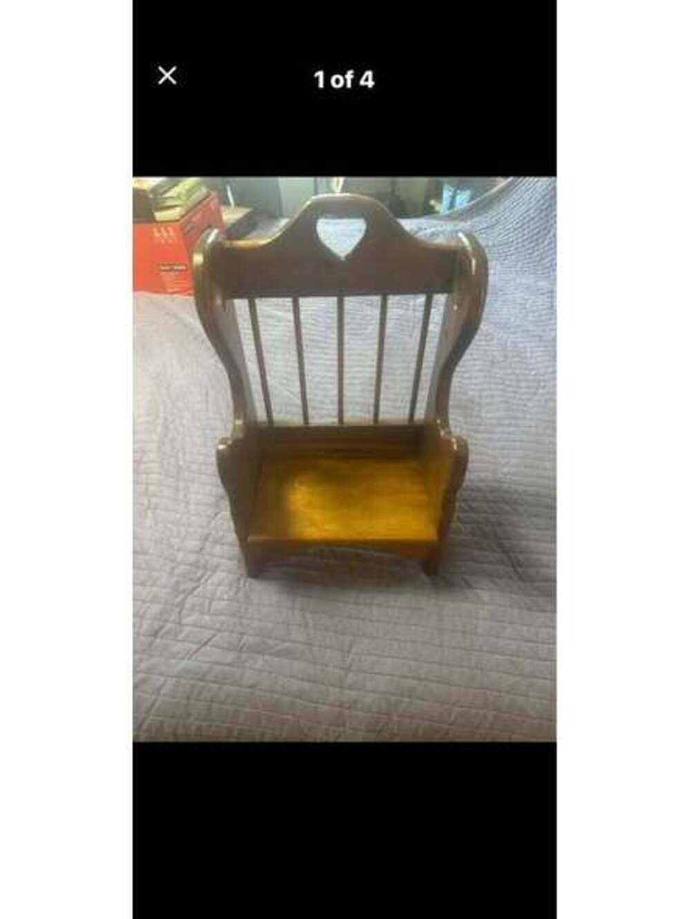 Vintage Wooden Heart Cutout doll chair